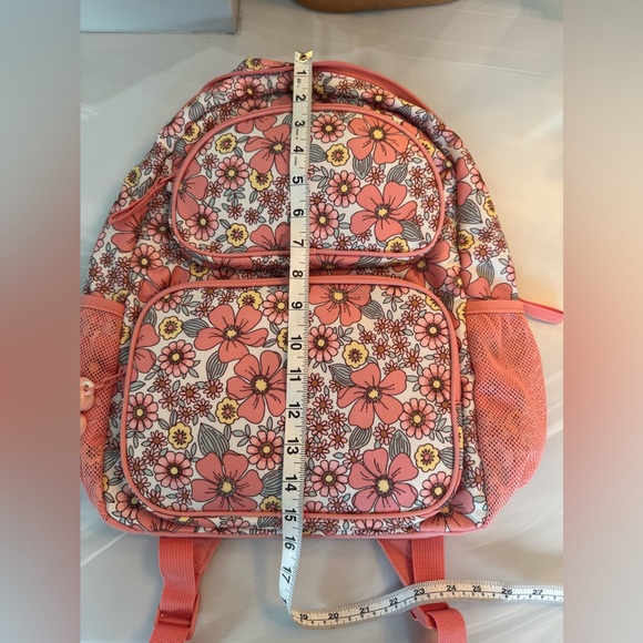 Cat and Jack NET Floral Pink Backpack with Pockets - Picture 9 of 10